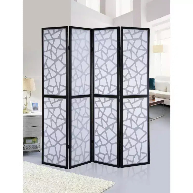 4 Panel Screen Room Divider, Black