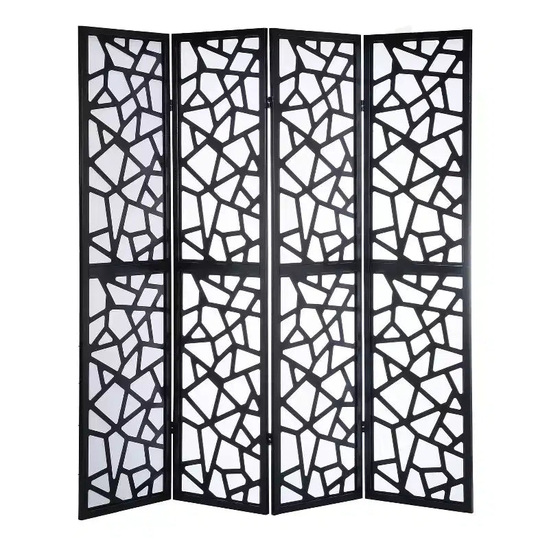 4 Panel Screen Room Divider, Black
