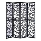 4 Panel Screen Room Divider, Black