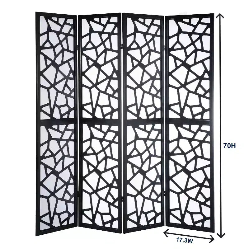 4 Panel Screen Room Divider, Black