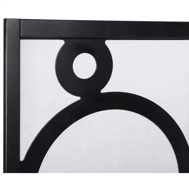 4-Panel Wood Room Divider with Circle Pattern, Black