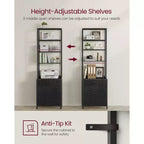 File Cabinet, Home Office Filing Cabinet with Height-Adjustable Open Shelves, 3 Drawers, for A4, Letter-Size Hanging File Folders, Steel Frame