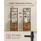 File Cabinet, Home Office Filing Cabinet with Height-Adjustable Open Shelves, 3 Drawers, for A4, Letter-Size Hanging File Folders, Steel Frame
