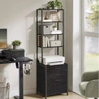File Cabinet, Home Office Filing Cabinet with Height-Adjustable Open Shelves, 3 Drawers, for A4, Letter-Size Hanging File Folders, Steel Frame