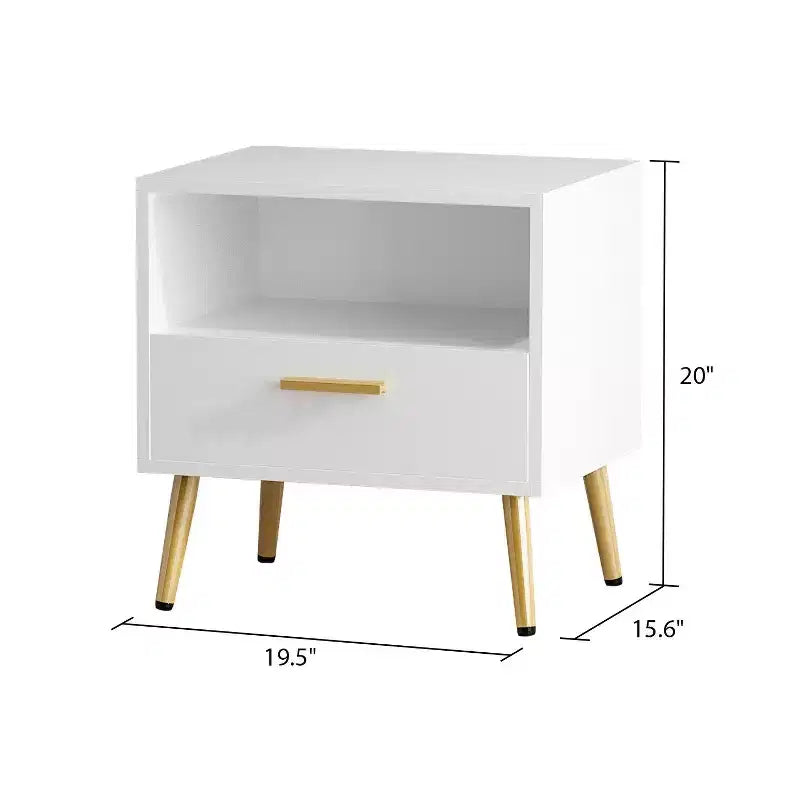 White High Footed Nightstand with Drawer Receiving Compartment