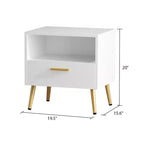 White High Footed Nightstand with Drawer Receiving Compartment