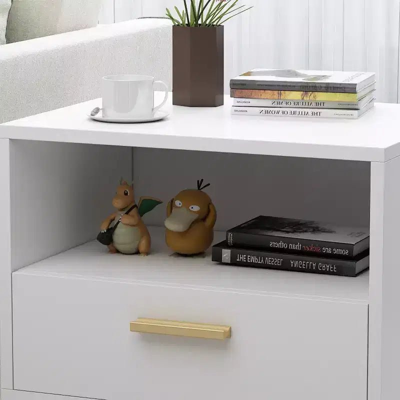 White High Footed Nightstand with Drawer Receiving Compartment