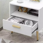 White High Footed Nightstand with Drawer Receiving Compartment