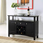 Kings Brand Furniture Syracuse Wood Buffet Wine Rack Display Cabinet, 12-Bottle Wine Rack Storage, Black