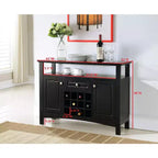 Wood Buffet Wine Rack Display Cabinet, 12-Bottle Wine Rack Storage, Black