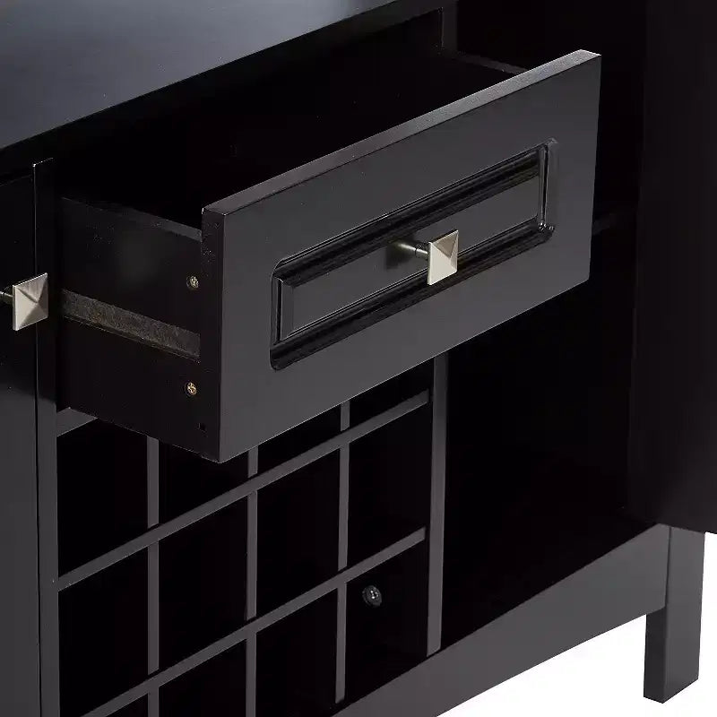 Wood Buffet Wine Rack Display Cabinet, 12-Bottle Wine Rack Storage, Black