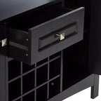 Wood Buffet Wine Rack Display Cabinet, 12-Bottle Wine Rack Storage, Black
