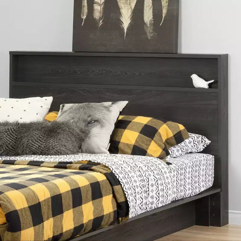 Full Queen Headboard with Storage Shelf