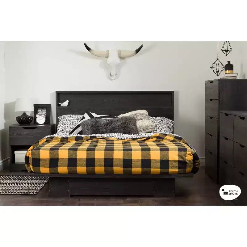 Full Queen Headboard with Storage Shelf