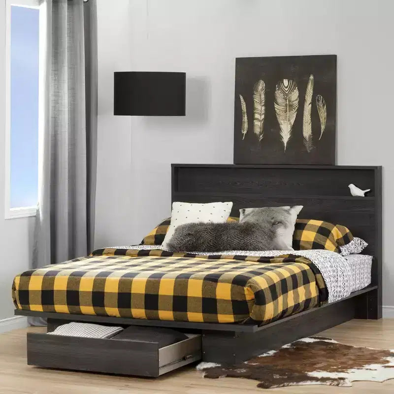 Full Queen Headboard with Storage Shelf