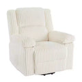 Corduroy Recliner Chair, Manual Recliner Sofa, Thick Padding, Side Pocket, 330Lbs Capacity, Recliner for Living Room, Bedroom, Home Theater, White