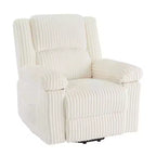 Corduroy Recliner Chair, Manual Recliner Sofa, Thick Padding, Side Pocket, 330Lbs Capacity, Recliner for Living Room, Bedroom, Home Theater, White