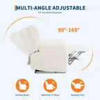 Corduroy Recliner Chair, Manual Recliner Sofa, Thick Padding, Side Pocket, 330Lbs Capacity, Recliner for Living Room, Bedroom, Home Theater, White