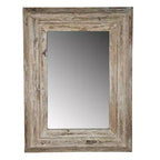 30 X 39 Inch Rectangular Wall Accent Mirror with Distressed Wood Frame