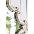 30 X 23.5 Inch Decorative White Wall Mirror with Scrollwork Design