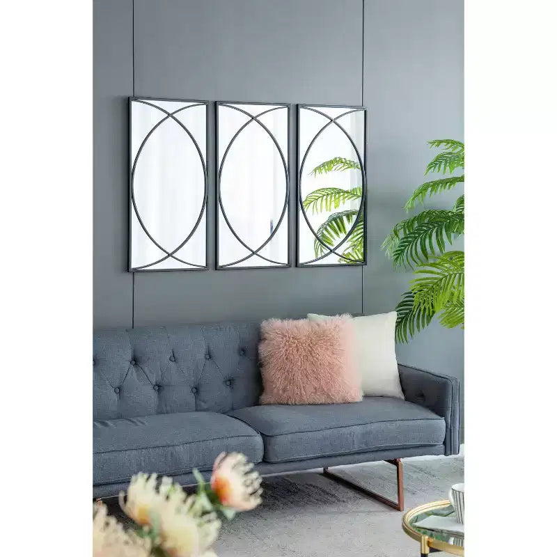 32 Inch Rectangular Wall Mirror with Black Frame