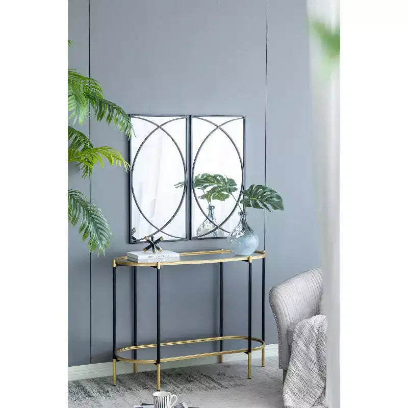 32 Inch Rectangular Wall Mirror with Black Frame