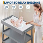 Baby Changing Table, Wooden Diaper Changing Table with Waterproof Pad, 3 Tier Diaper Portable Changing Station for Children's Room, Bedroom