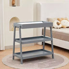 Baby Changing Table, Wooden Diaper Changing Table with Waterproof Pad, 3 Tier Diaper Portable Changing Station for Children's Room, Bedroom