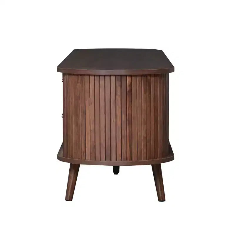 70.8 Mid-Century Modern TV Stand for 80 TV Entertainment Center with Storage for Living Room Bedroom Media Console Table with 2 Drawers Brown