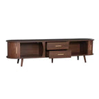 70.8 Mid-Century Modern TV Stand for 80 TV Entertainment Center with Storage for Living Room Bedroom Media Console Table with 2 Drawers Brown