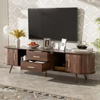 70.8 Mid-Century Modern TV Stand for 80 TV Entertainment Center with Storage for Living Room Bedroom Media Console Table with 2 Drawers Brown