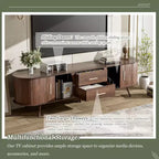 70.8 Mid-Century Modern TV Stand for 80 TV Entertainment Center with Storage for Living Room Bedroom Media Console Table with 2 Drawers Brown