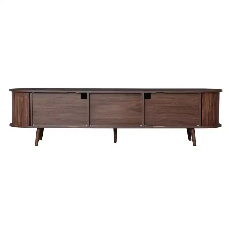 70.8 Mid-Century Modern TV Stand for 80 TV Entertainment Center with Storage for Living Room Bedroom Media Console Table with 2 Drawers Brown