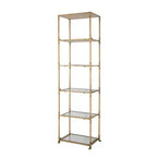 Antique Gold Six Tier Mirrored Shelving Unit 20x14x70.5