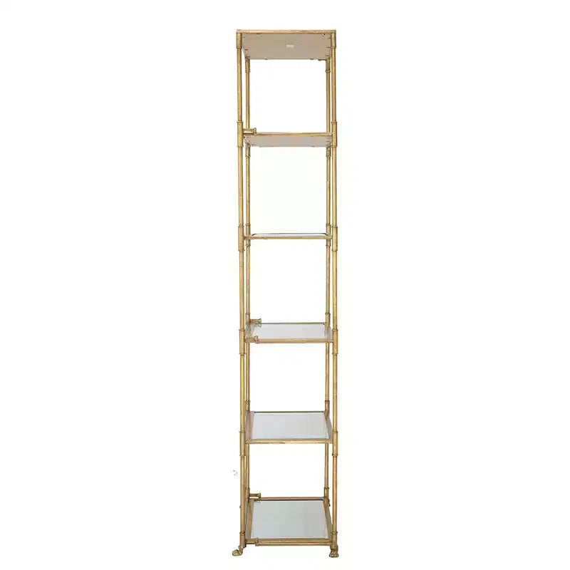 Antique Gold Six Tier Mirrored Shelving Unit 20x14x70.5