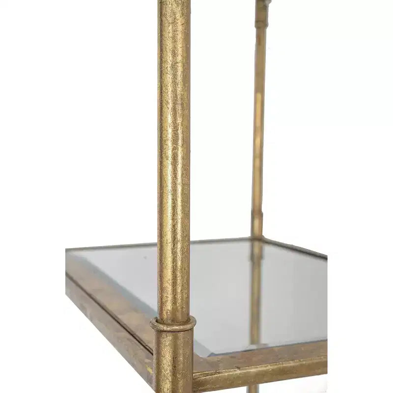 Antique Gold Six Tier Mirrored Shelving Unit 20x14x70.5