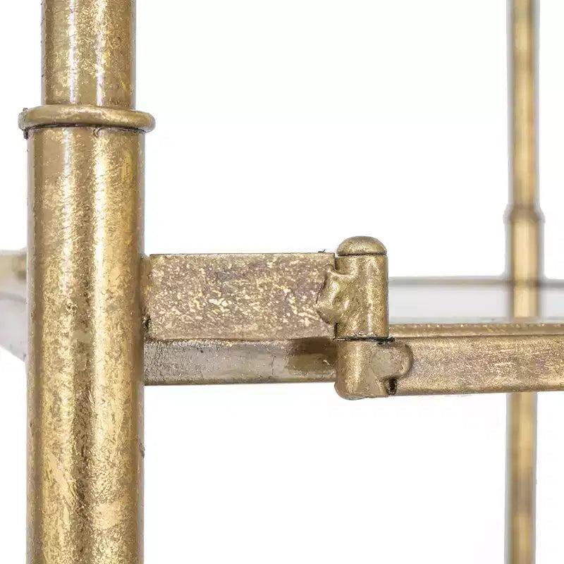 Antique Gold Six Tier Mirrored Shelving Unit 20x14x70.5