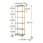 Antique Gold Six Tier Mirrored Shelving Unit 20x14x70.5