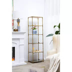 Antique Gold Six Tier Mirrored Shelving Unit 20x14x70.5