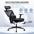 Chaise de bureau ergonomique à dossier haut, chaise de jeu en maille respirante avec soutien lombaire réglable et accoudoirs 3D