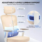 Chaise de bureau ergonomique à dossier haut, chaise de jeu en maille respirante avec soutien lombaire réglable et accoudoirs 3D