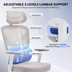 Chaise de bureau ergonomique à dossier haut, chaise de jeu en maille respirante avec soutien lombaire réglable et accoudoirs 3D