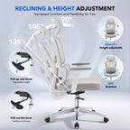 Chaise de bureau ergonomique à dossier haut, chaise de jeu en maille respirante avec soutien lombaire réglable et accoudoirs 3D