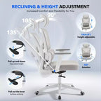 Chaise de bureau ergonomique à dossier haut, chaise de jeu en maille respirante avec soutien lombaire réglable et accoudoirs 3D