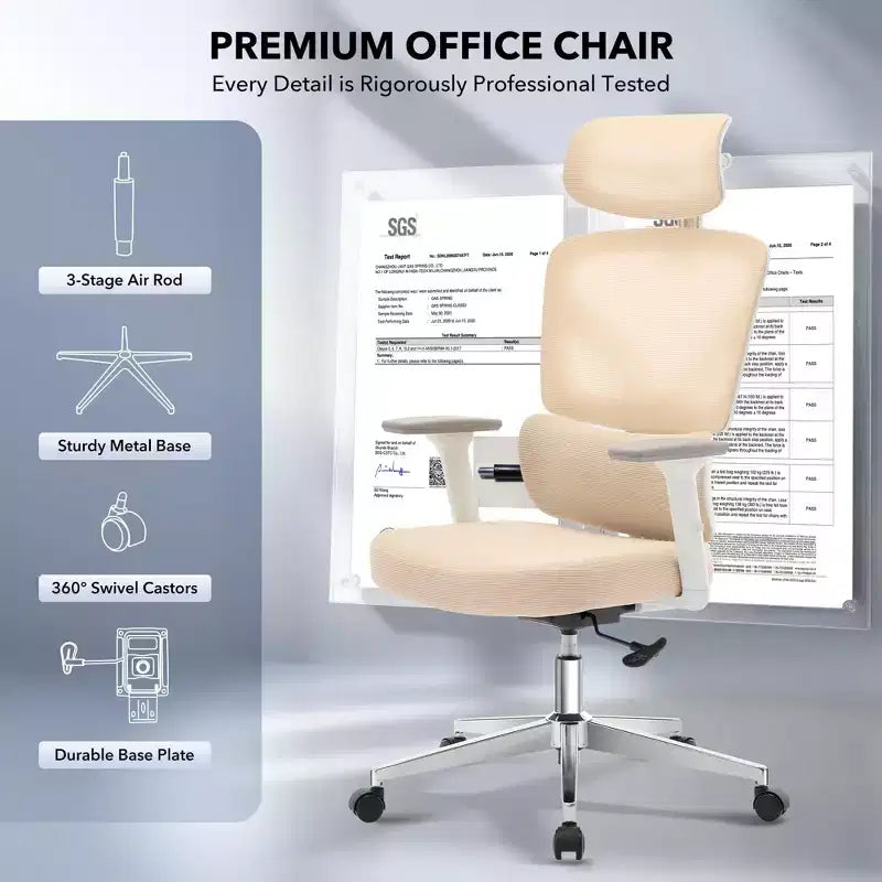 Chaise de bureau ergonomique à dossier haut, chaise de jeu en maille respirante avec soutien lombaire réglable et accoudoirs 3D