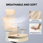 Chaise de bureau ergonomique à dossier haut, chaise de jeu en maille respirante avec soutien lombaire réglable et accoudoirs 3D