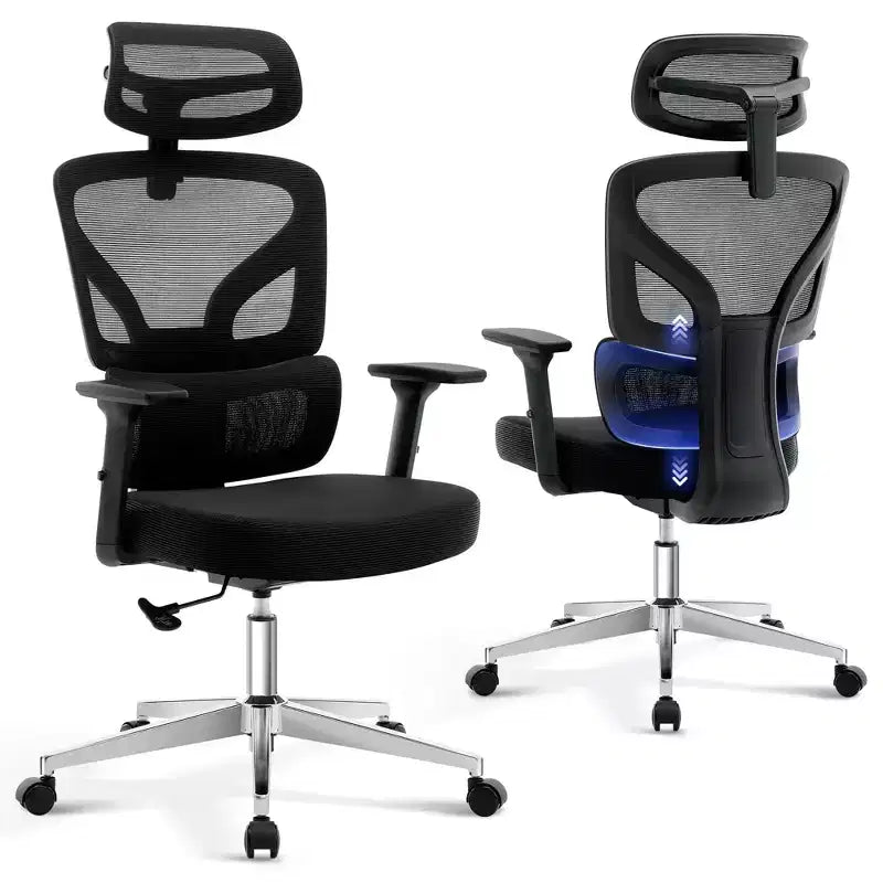 High-Back Ergonomic Office Chair Breathable Mesh Gaming Chair with Adjustable Lumbar & 3D Armrests
