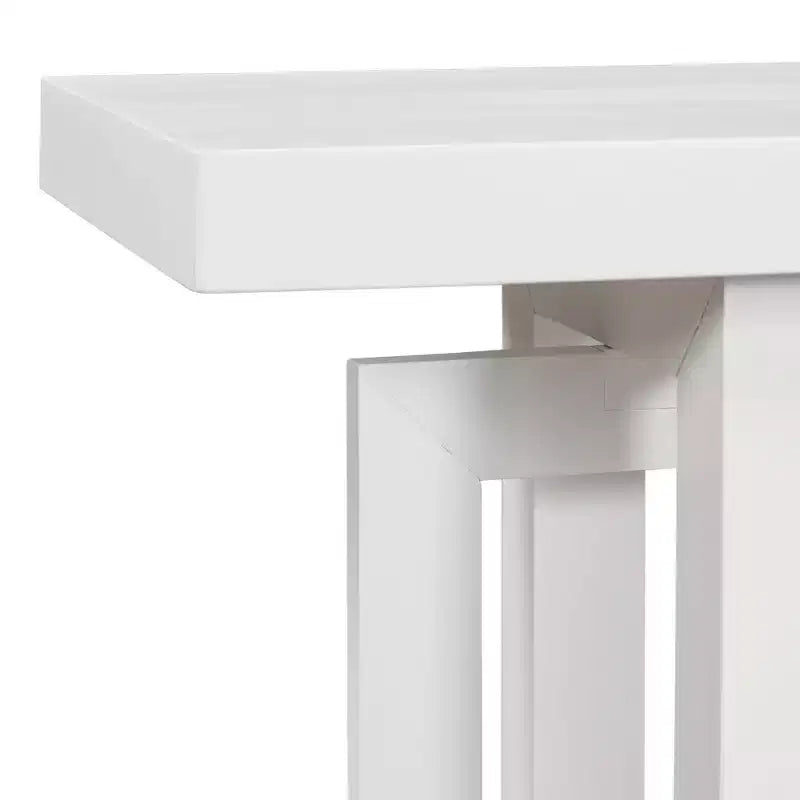 59.1 Modern Console Table with Pine Legs,Pine Veneer Entryway Table,Interlocking Geometric Sofa Table for Living Room,Hallway,Entryway
