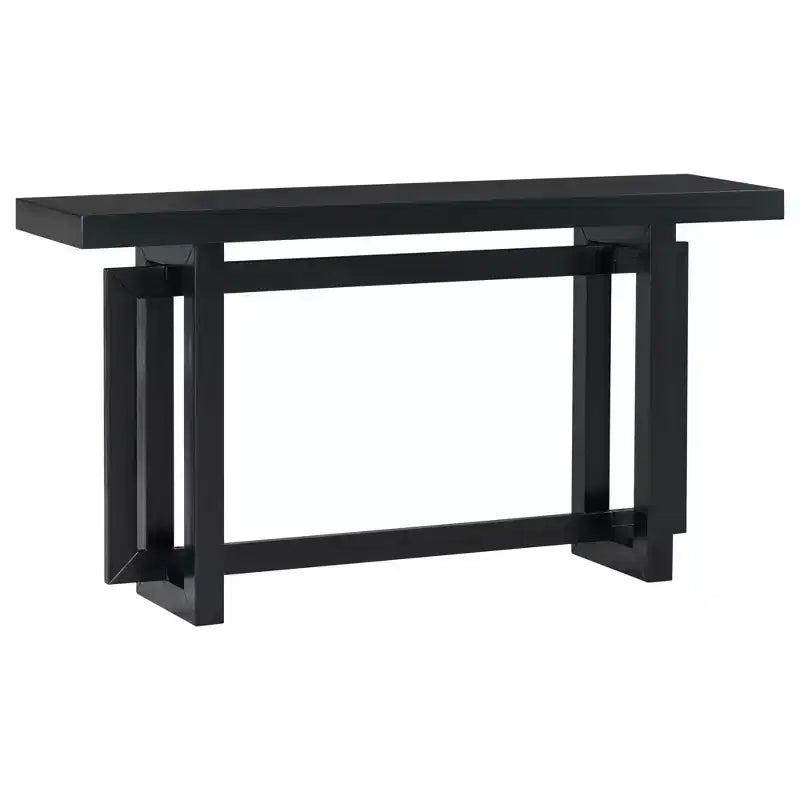 59.1 Modern Console Table with Pine Legs,Pine Veneer Entryway Table,Interlocking Geometric Sofa Table for Living Room,Hallway,Entryway