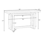 59.1 Modern Console Table with Pine Legs,Pine Veneer Entryway Table,Interlocking Geometric Sofa Table for Living Room,Hallway,Entryway